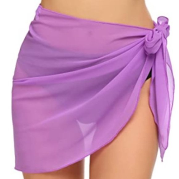 Scarf Wrap Sarong Purple Lavender Bathing Suit Bikini Cover Up Summer Essential - Picture 5 of 5